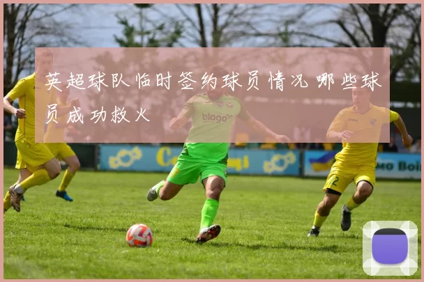 英超球队临时签约球员情况 哪些球员成功救火